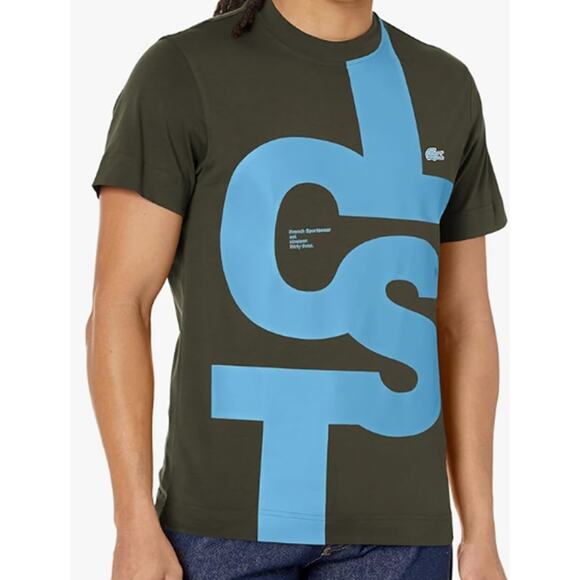Lacoste Men's Regular Fit Contrast Lettering Cotton T-Shirt Baobab M - Picture 1 of 3